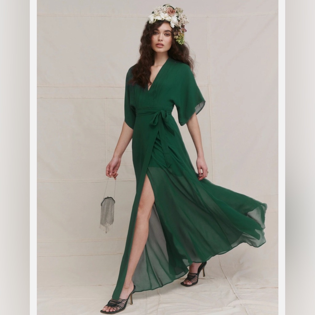 Reformation Winslow Emerald Green Maxi Dress Size Xs